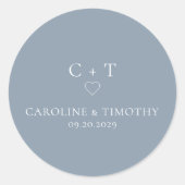 Sticker Rond Monogramme simple Mariage bleu foncé initial (Devant)