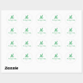 Sticker Rond monogramme simple personnalisé ajouter votre nom m (Feuille)