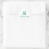 Sticker Rond monogramme simple personnalisé ajouter votre nom m (Sac)