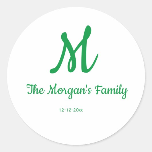 Sticker Rond monogramme simple personnalisé ajouter votre nom m (Devant)