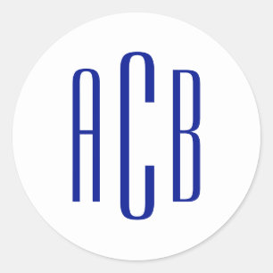 Sticker Rond Monogramme simple royal à trois lettres