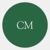 Sticker Rond monogramme simple vert foncé (Devant)