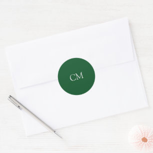 Sticker Rond monogramme simple vert foncé