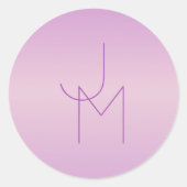Sticker Rond Monogramme superposé unique | Rose lavande doux (Devant)