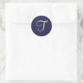 Sticker Rond Monogramme T, blanc sur bleu marine, (Sac)