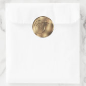 Sticker Rond Monogramme T Faire-part de mariage de bronze (Sac)