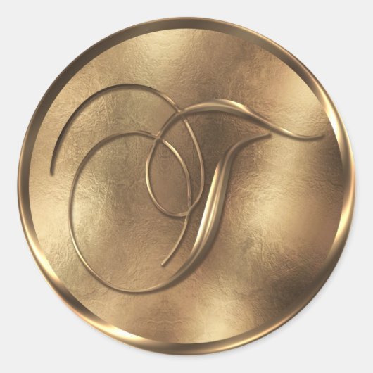 Sticker Rond Monogramme T Faire-part de mariage de bronze (Devant)
