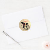 Sticker Rond Monogramme T Halloween Sky Witch Nom des araignées (Enveloppe)