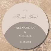 Sticker Rond Monogramme Taupe Japandi Merci Mariage