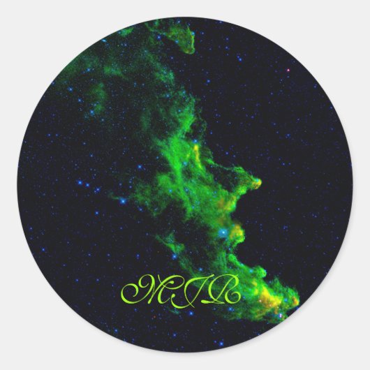 Sticker Rond Monogramme, Tête de sorcière Nebula image de l'esp (Devant)