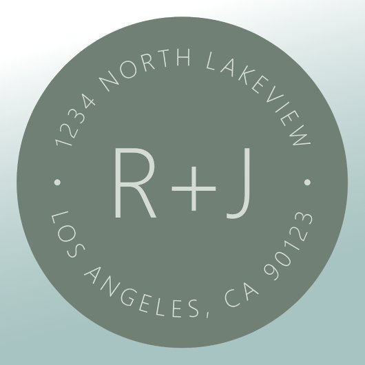 Sticker Rond Monogramme & Texte Circulaire Éditable de Style