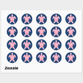Sticker Rond Monogramme Tortue de mer rose bleu Quatrefoil (Feuille)