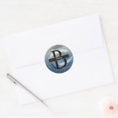 Sticker Rond Monogramme trait de pinceau noir, blanc et gris  (Enveloppe)