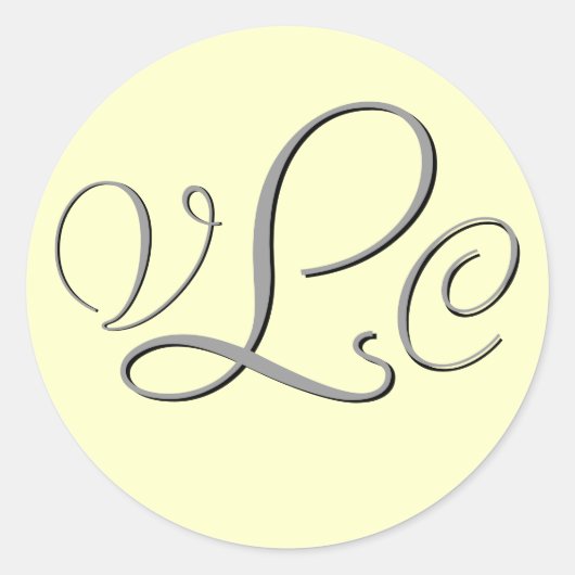 Sticker Rond Monogramme Trois bâton crème et gris (Devant)