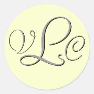 Sticker Rond Monogramme Trois bâton crème et gris