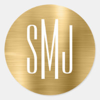Monogramme trois lettres en feuille d'or