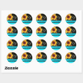STICKER ROND MONOGRAMME TURQUOISE BLEU BLEU AQUA BLEU (Feuille)