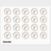 Sticker Rond Monogramme U Faux Bronze (Feuille)