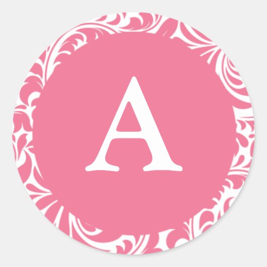 Sticker Rond Monogramme Un Mariage rose blanc personnalisable M (Devant)