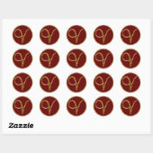 Sticker Rond Monogramme V en or 3D (Feuille)
