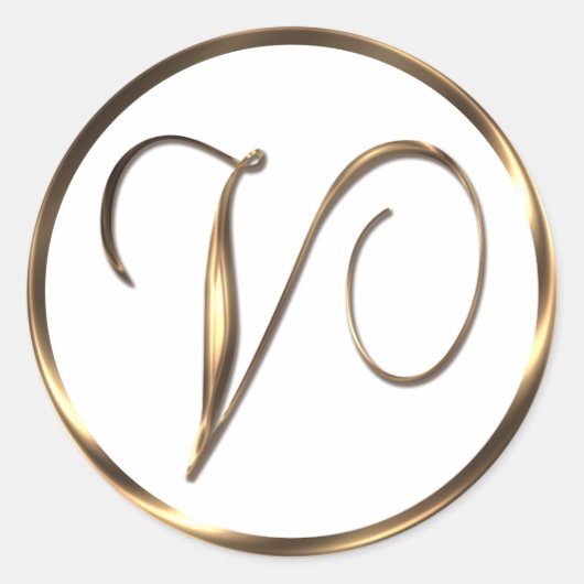 Sticker Rond Monogramme V Faux Bronze (Devant)