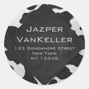 Sticker Rond Monogramme vache noir et blanc