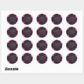 Sticker Rond Monogramme vache rose chaud et noir (Feuille)