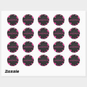 Sticker Rond Monogramme vache rose chaud et noir (Feuille)