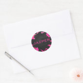 Sticker Rond Monogramme vache rose chaud et noir (Enveloppe)