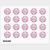 Sticker Rond Monogramme Vache rose et blanc chaud (Feuille)