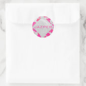 Sticker Rond Monogramme Vache rose et blanc chaud (Sac)