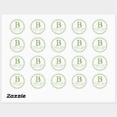 Sticker Rond Monogramme vert (Feuille)