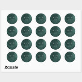 Sticker Rond Monogramme vert émeraude et mariage élégant à la f (Feuille)