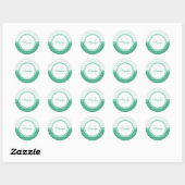 Sticker Rond Monogramme vert et blanc Pois avec nom (Feuille)