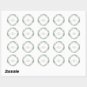 Sticker rond Monogramme vert minimal (Feuille)