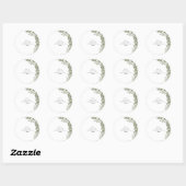 Sticker rond Monogramme vert minimal (Feuille)