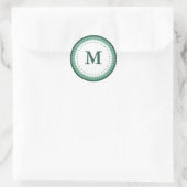 Sticker Rond Monogramme vert personnalisé (Sac)