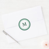 Sticker Rond Monogramme vert personnalisé (Enveloppe)