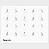 Sticker Rond Monogramme Vibe d'automne (Feuille)