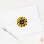 Sticker Rond Monogramme Vibrant Beaux tournesols floraux (Enveloppe)
