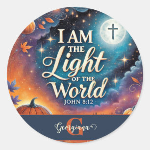 Sticker Rond Monogramme Vibrant Christian Halloween Bible Verse