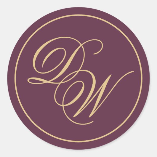 Sticker Rond Monogramme Vin Couleur 2 Initiales Calligraphie do (Devant)