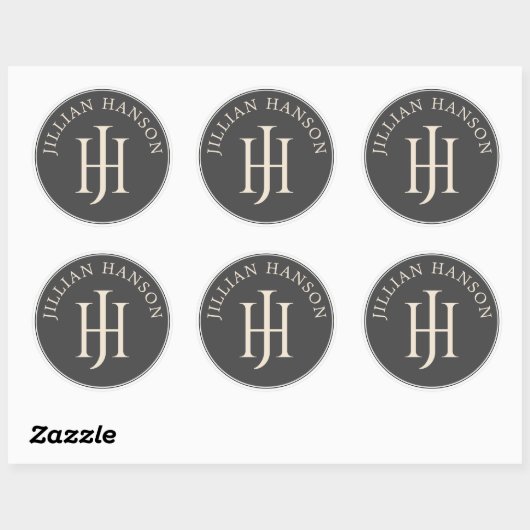 Sticker Rond Monogramme vintage (Feuille)