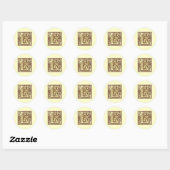 Sticker Rond Monogramme vintage E (Feuille)