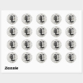 Sticker Rond Monogramme vintage "L" en gris (Feuille)