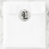 Sticker Rond Monogramme vintage "L" en gris (Sac)