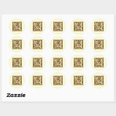 Sticker Rond Monogramme vintage M (Feuille)