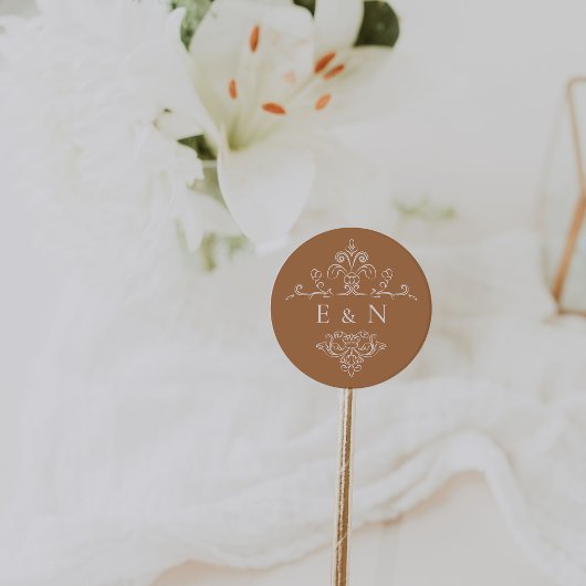 Sticker Rond Monogramme Vintage | Monogramme de Mariage