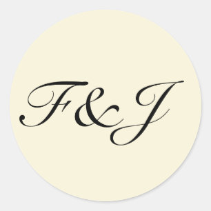 Sticker Rond Monogramme Vintage Pastel Lemon Jaune Mariage