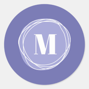 Sticker Rond Monogramme violet moderne pour fille